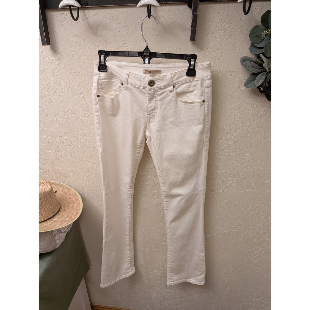 CAbi Jeans Womens White Cropped Flare Bootcut Pants‎ Size 2